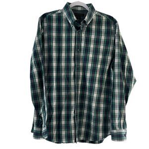 Banana Republic Blue Green Plaid Button Down Shirt Size Large